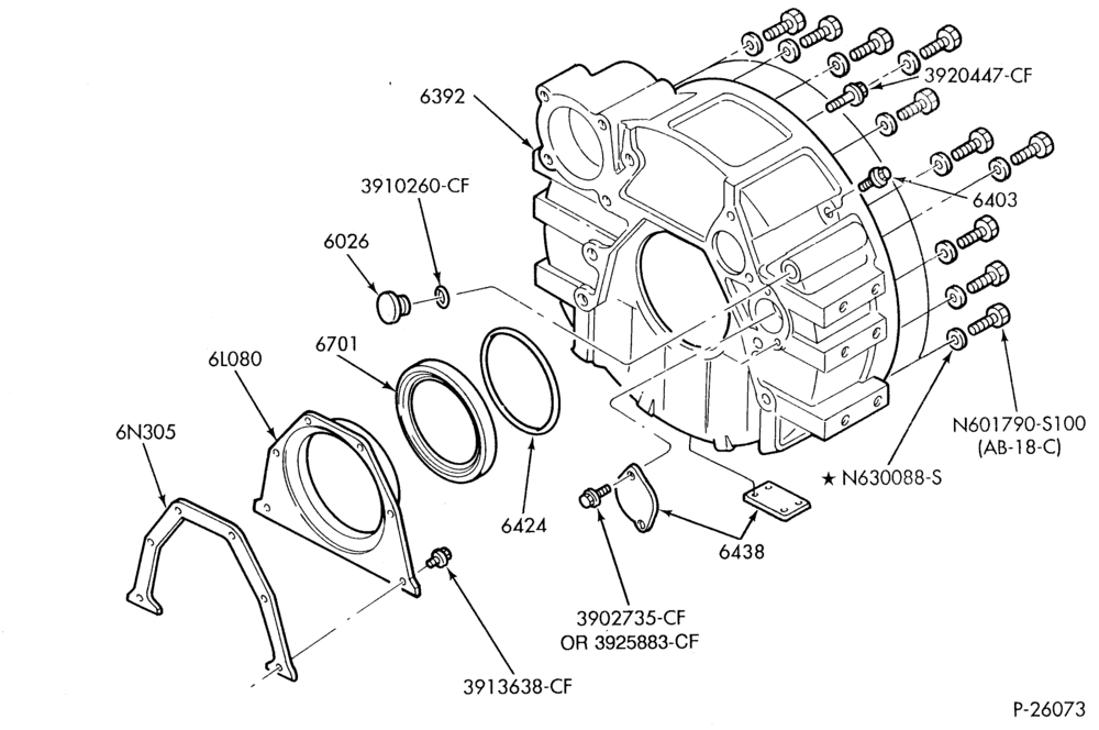 Схема 6 CYL. FD-1060 DIESEL-ENGINE FLYWHEEL HOUSING AND RELATED PARTS-B600/700