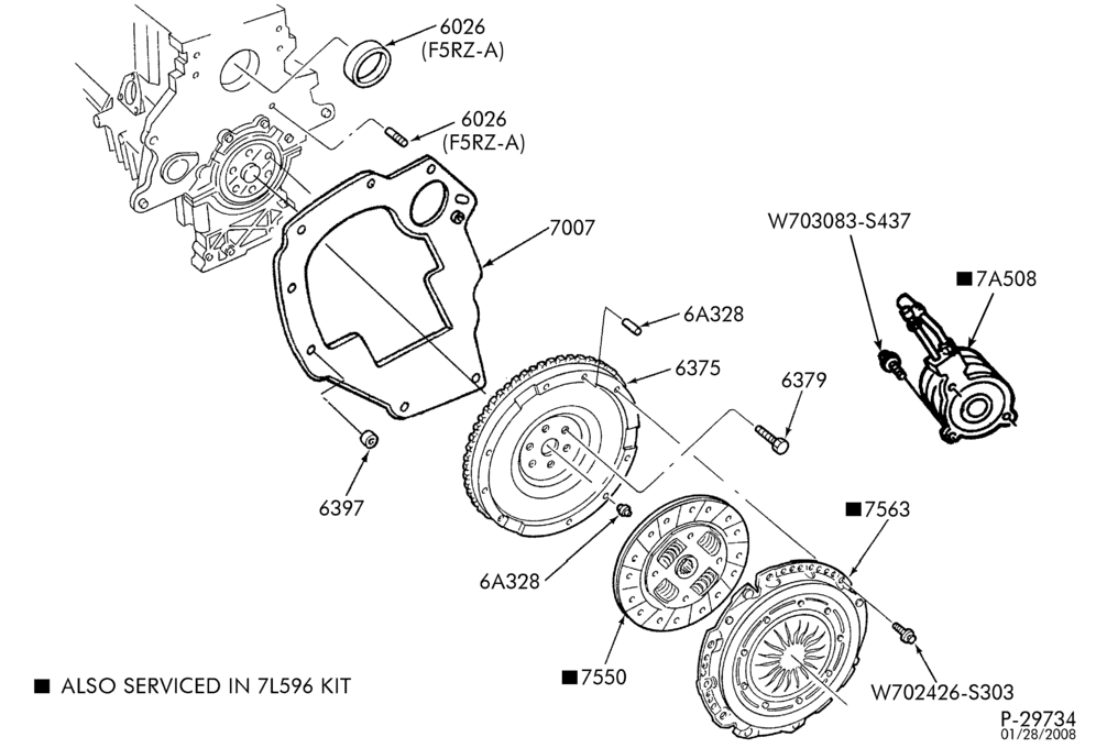 Схема EXTERNAL PARTS-Clutch plate, pressure plate, & relating parts-5/S