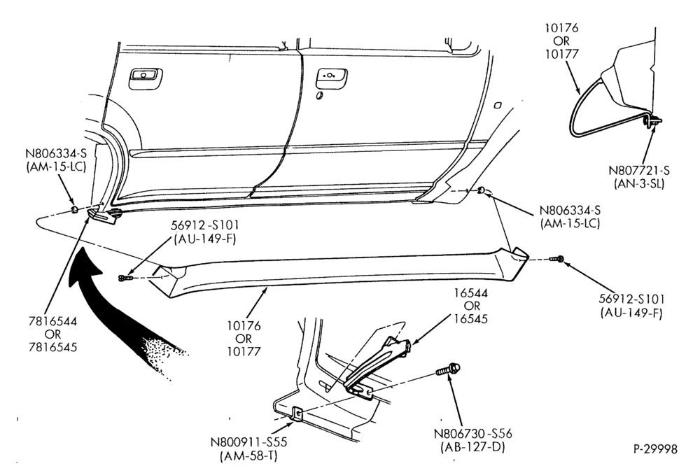 Схема Молдинг - 4 DOOR - ROCKER PANEL - нижн. - W/O RUNNING BOARDS