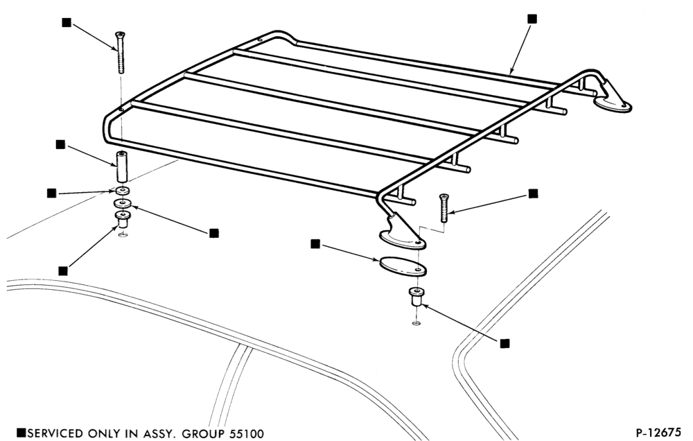 Схема LIFT/TAILGATE, LUGGAGE & BACK WINDOW-Luggage carrier - roof mounted - non- body types 62 and 64