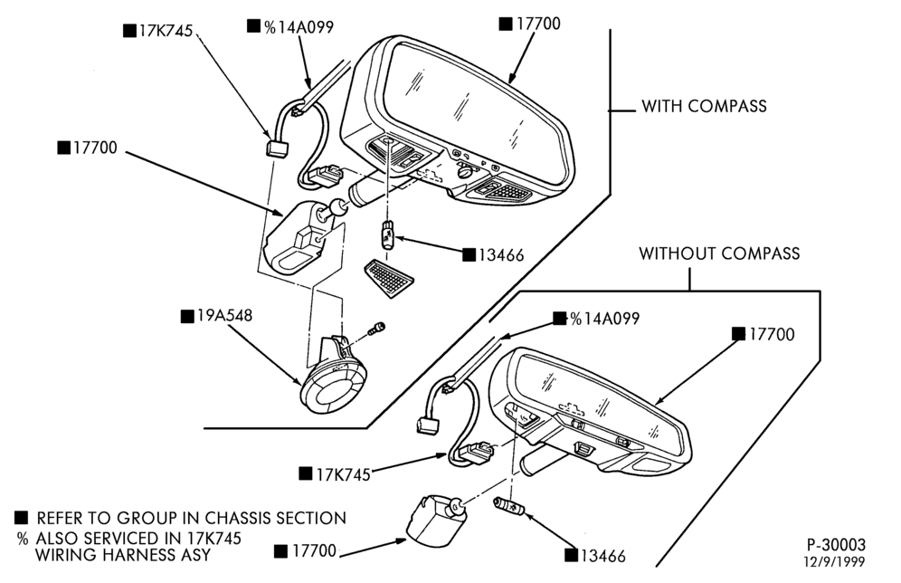 Схема INSTRUMENT PANEL AND FLOOR-Rear view mirror