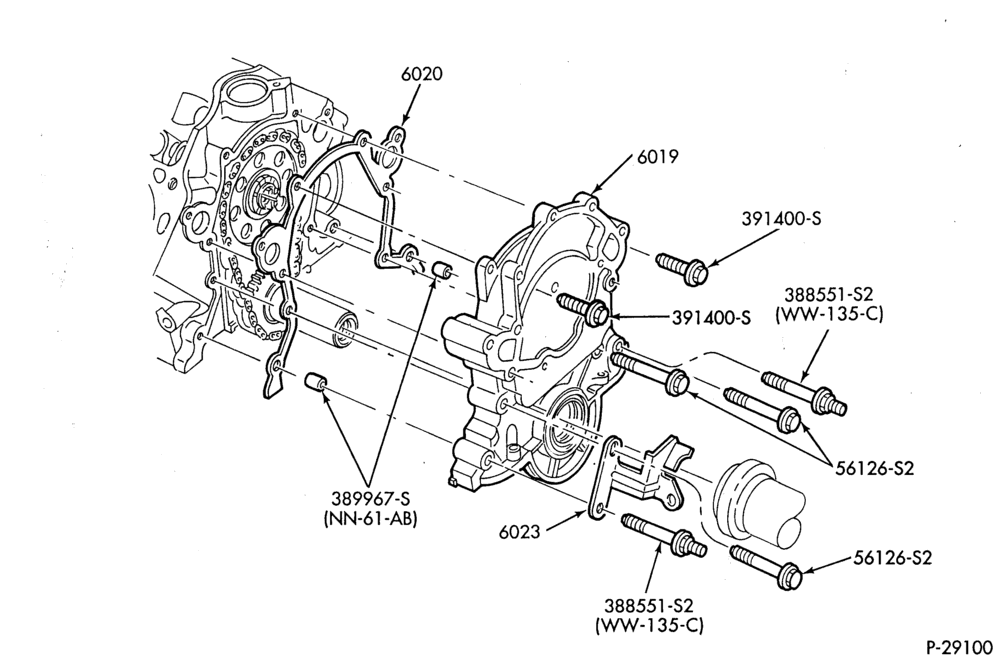 Схема Радиатор, GRILL AND COOLING-Cooling water pump & engine front cover to cyl. block - 8 cyl. 5.0L-F150/350