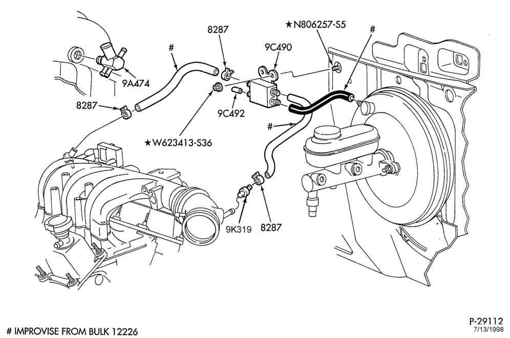 Схема DISTRIBUTOR AND IGNITION SYSTEM-Vacuum system & related parts - 6 cyl. 3.0L