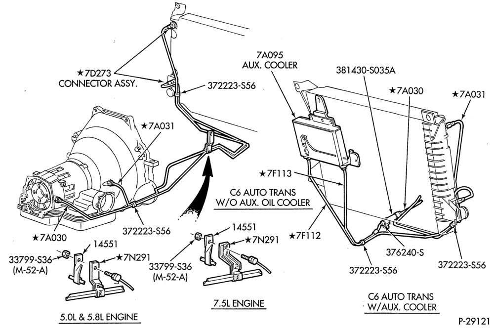 Схема C6 TYPE-EXTERNAL PARTS - Oil cooling system - 8 cyl. 5.0L, 5.8L & 7.5L-U150