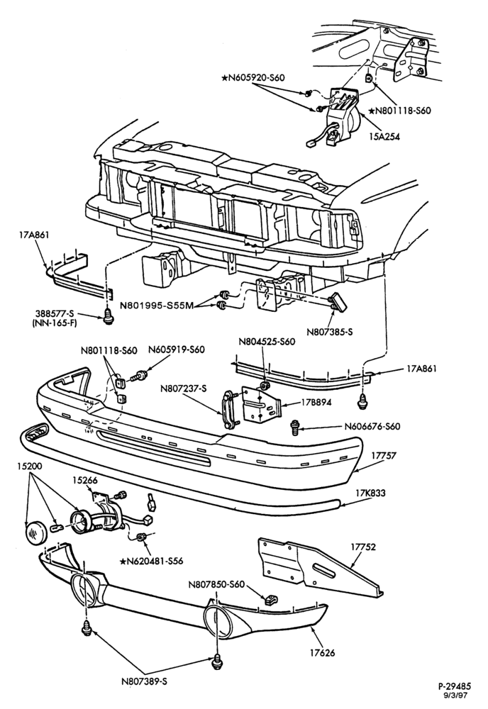 Схема BUMPERS-Front bumper parts - w/fog lamps-R