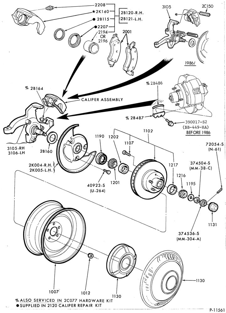 Схема BRAKES-Brake assy. - disc front - single piston-E100/150