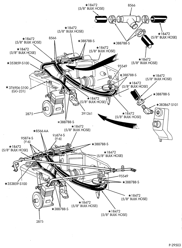 Схема HEATERS-Heater hose installation - 8 cyl. 7.0L L.P.G. - w/air brake system-F-FT600/900