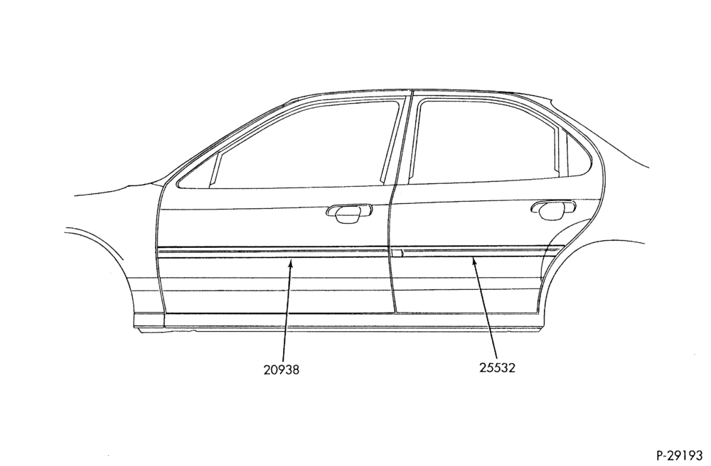 Схема MYSTIQUE - GS, LS - BODY SIDE MOULDINGS