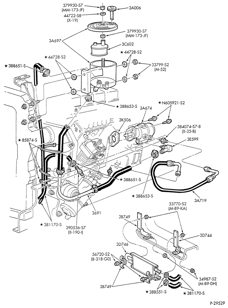 Схема STEERING-POWER - System - 6 cyl. FD-1060 & FD-1460 diesel - w/air brakes-B600/700