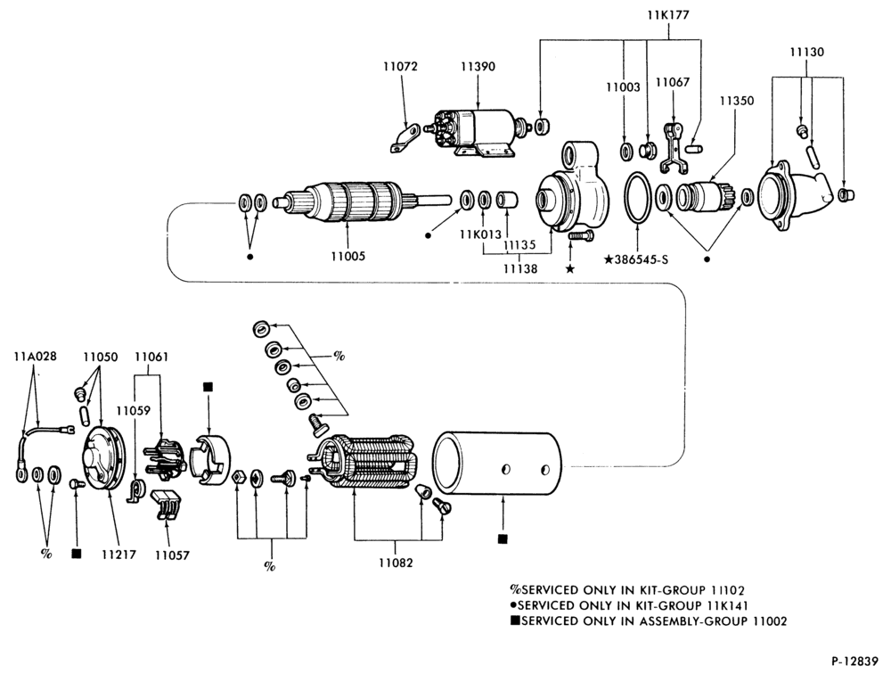 Схема STARTERS-Starter, drive and solenoid (12 volt-positive engagement)-Prestolite