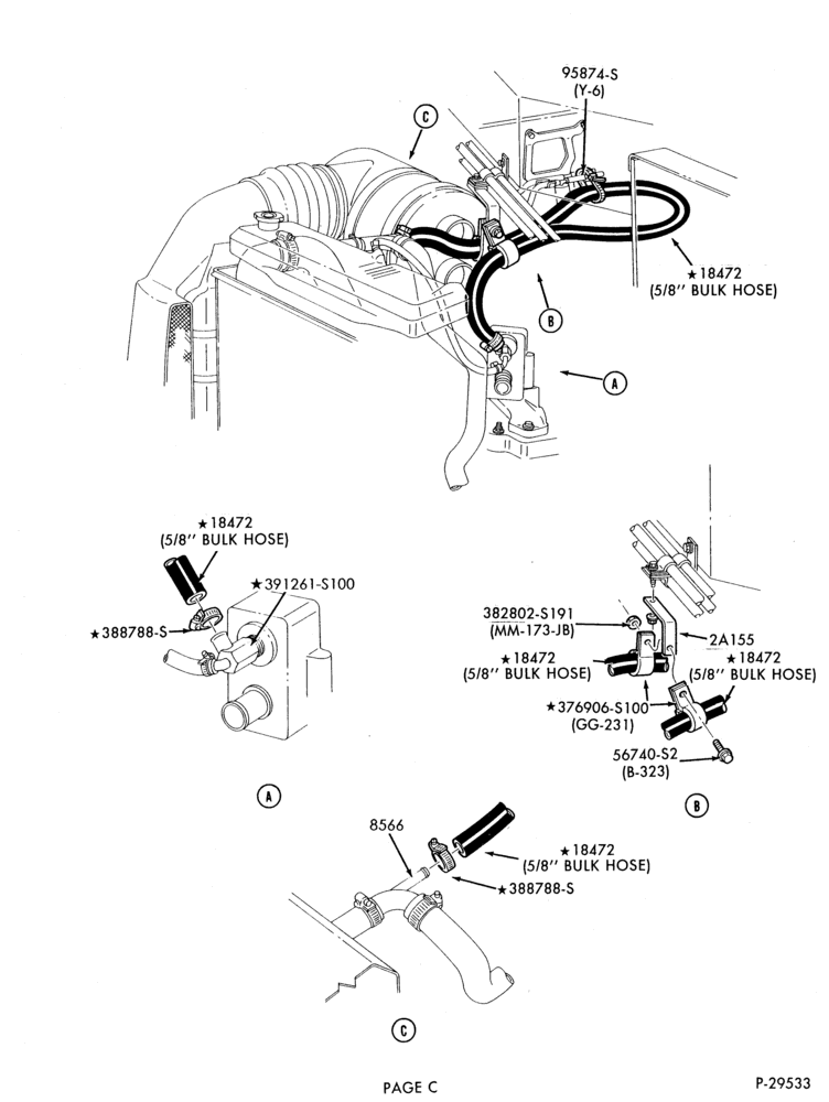 Схема HEATERS-Heater hose installation - 8 cyl. 7.0L LPG - Page C-F-FT700/900