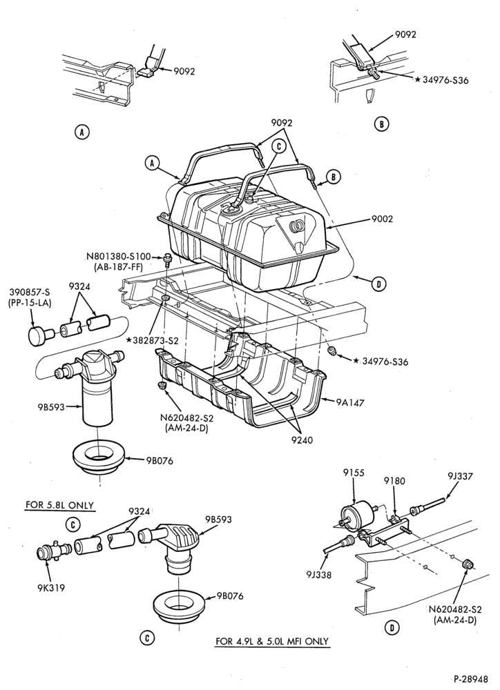 Схема 6 CYL. 4.9L-Fuel tank & related parts - w/aft axle - Page B