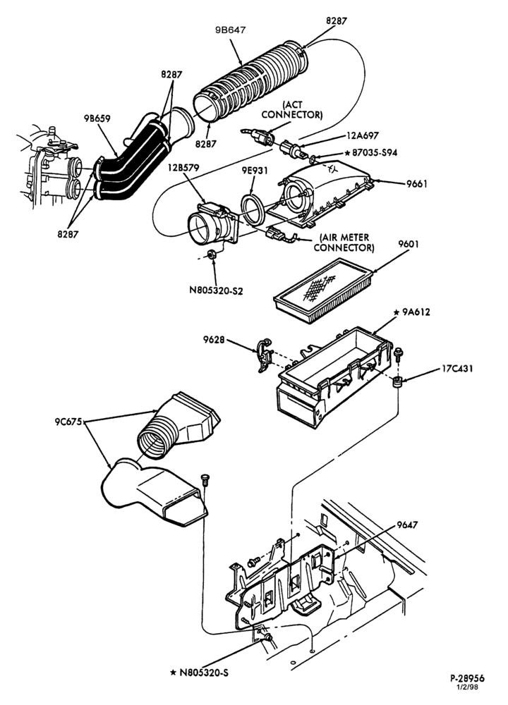 Схема 8 CYL. 5.0L - GAS-Air cleaner - with mass air