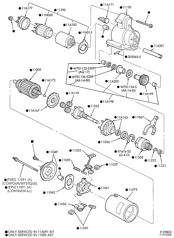 Схема Генератор, INSTRUMENT CLUSTER, BATTERY-Starter & drive assembly - Ford permanent magnet - 8 cyl. 3.4L - SHO
