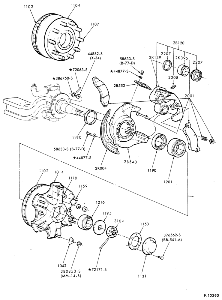 Схема BRAKE WHEEL CYLINDERS-Front disc brake - 16M, 18M and 20M axles-F-FT600/900
