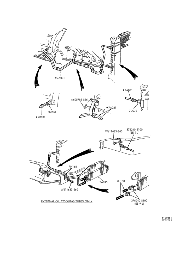 Схема 4R70W TYPE - EXTERNAL PARTS-Oil cooling system - 8 cyl. 4.6L