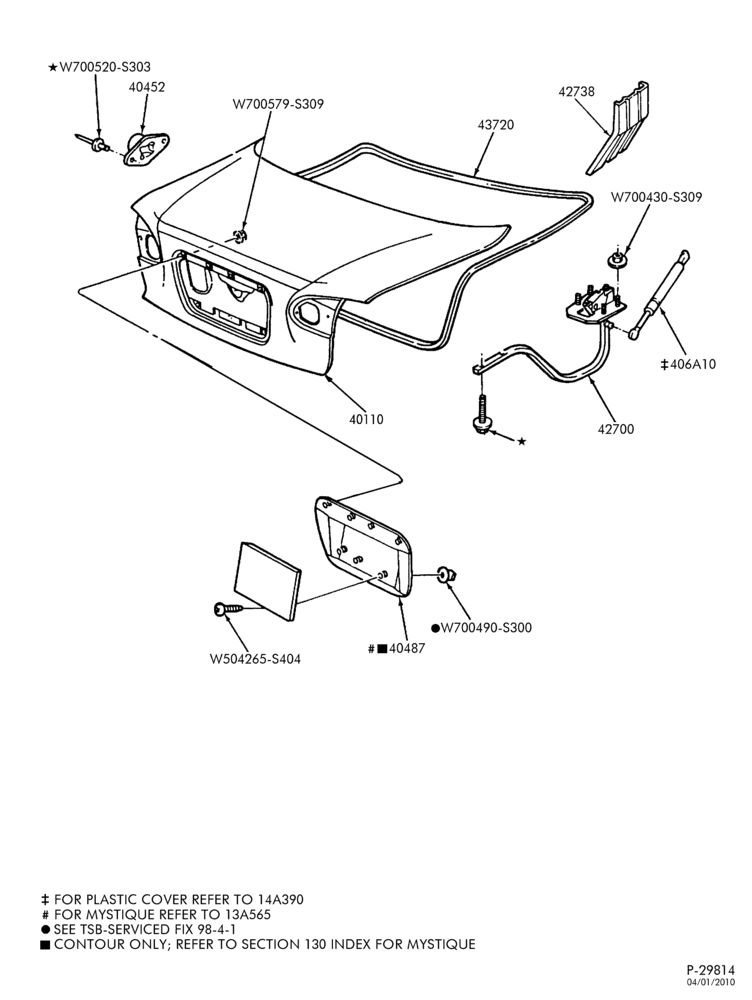 Схема LIFT/TAILGATE, LUGGAGE & BACK WINDOW-Deck lid, hinge, seal & related parts
