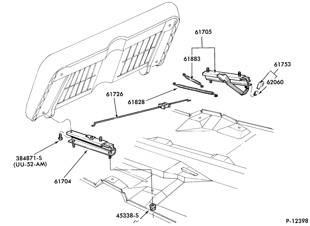 Схема SEATS AND SEAT BELTS-Front seat parts - bucket   - full width - lower half- manual - w/center arm