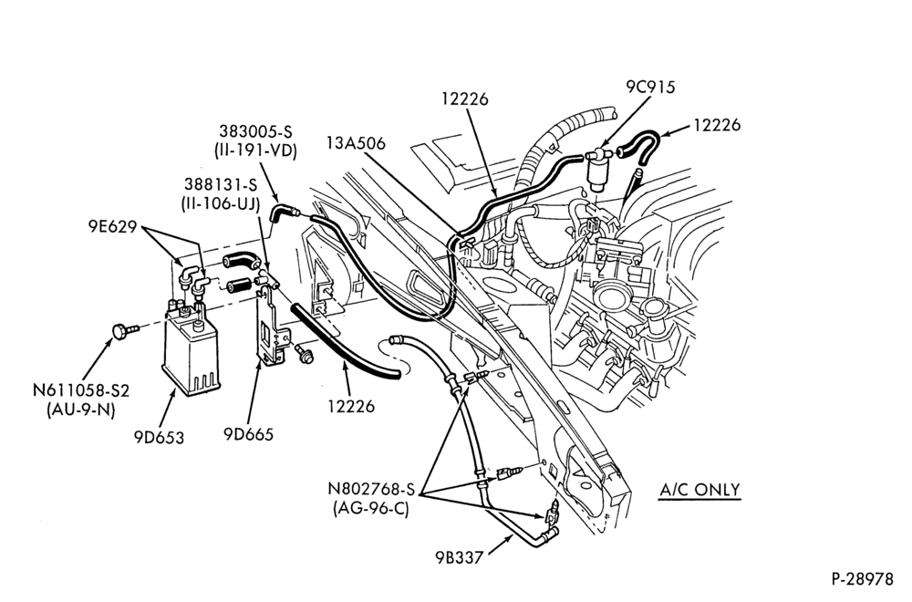 Схема 8 CYL. 5.0L-Fuel vapor canister - Exc. Cobra
