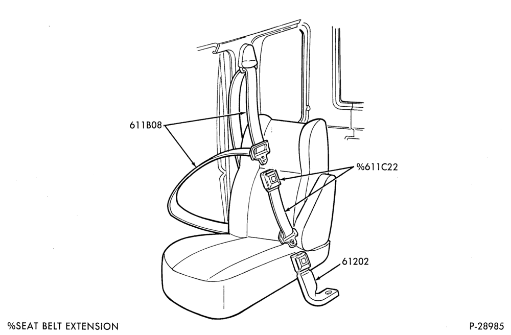 Схема SEATS AND SEAT BELTS-Seat belt extension - typical-E150/450