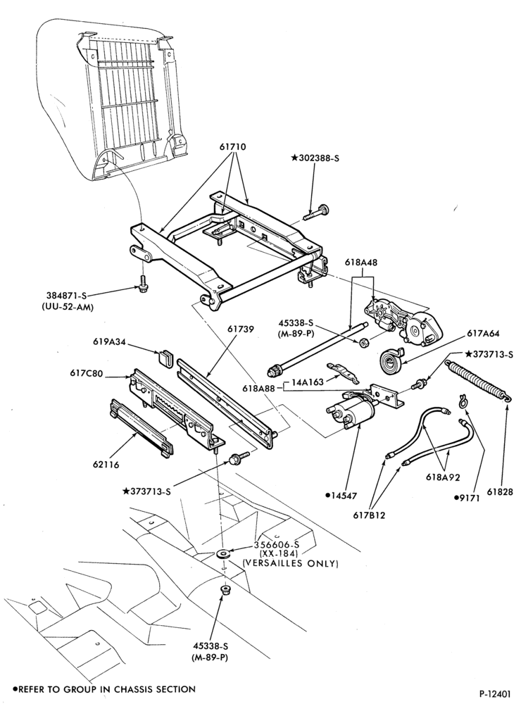 Схема SEATS AND SEAT BELTS-Front seat parts - bucket - lower half - power - 4 way driver