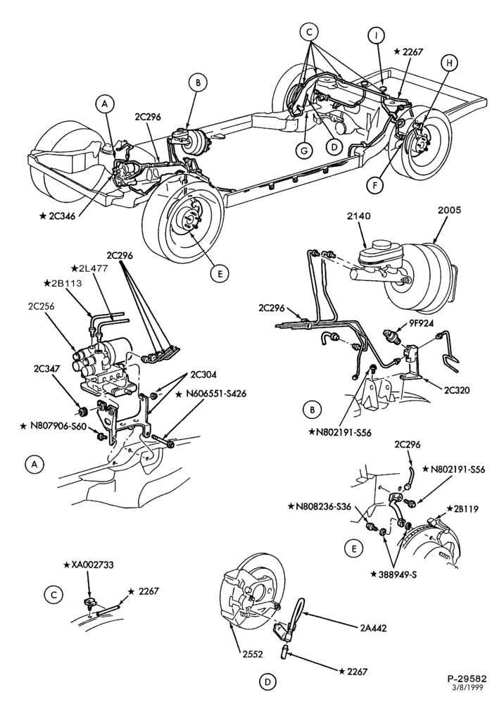 Схема BRAKES-Disc brake system - rear disc - exc. Limo - Page A