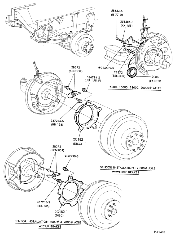 Схема BRAKE SYSTEMS - AIR-Air brake system (brake skid control)-front axle sensor-B700