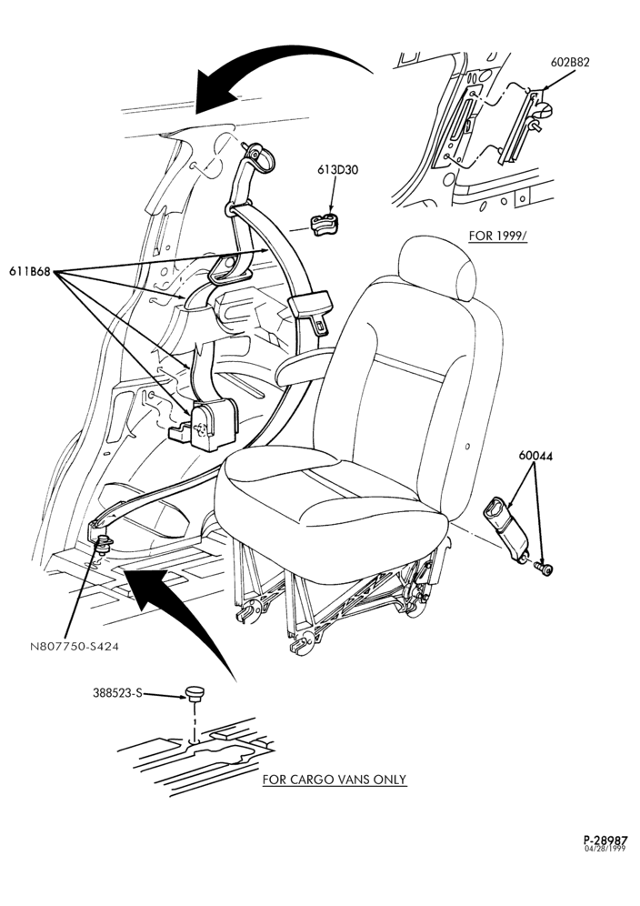 Схема SEATS AND SEAT BELTS-Rear seat belt & shoulder harness - bucket-TW