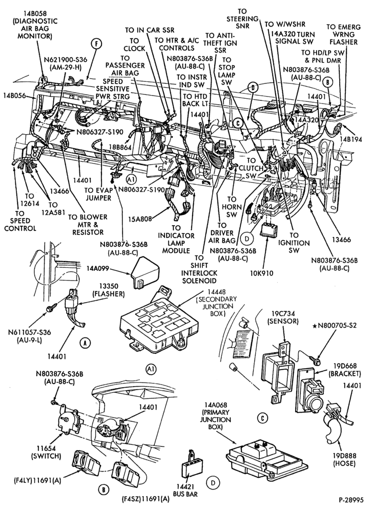 Схема ELECTRICAL SYSTEMS-Wiring system - body - instrument panel wiring, switches & relays - Page A