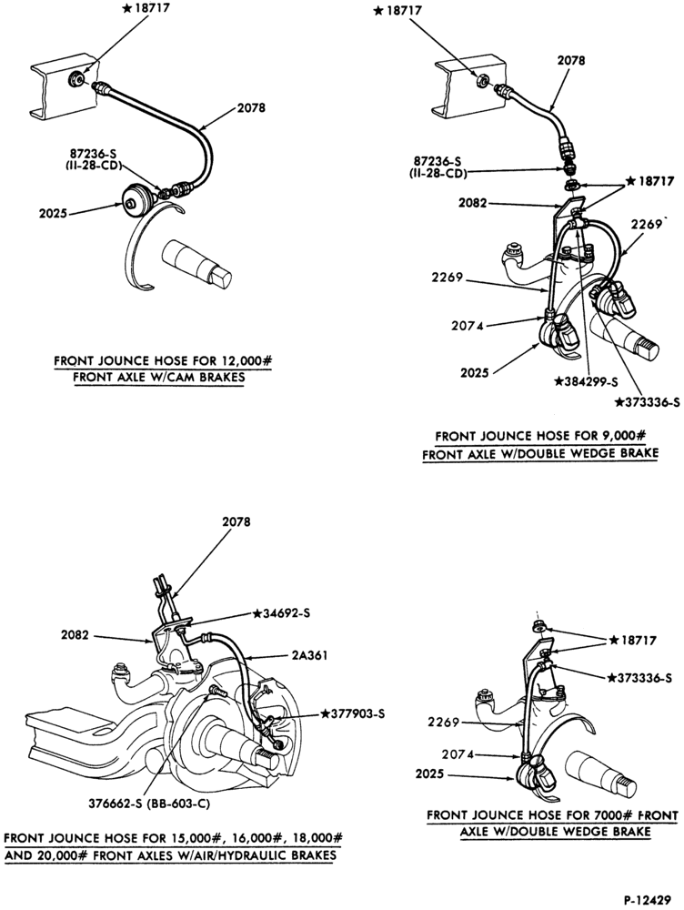 Схема BRAKE SYSTEMS-Air brake system    - front axle jounce hoses-Page B-F-FT600/900