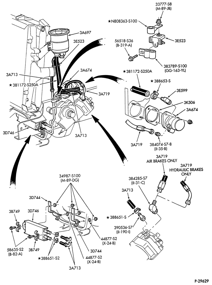 Схема STEERING-POWER - System - 6 cyl. FD-1060 & FD-1460 diesel - w/o air or hyd. brakes-B600/700