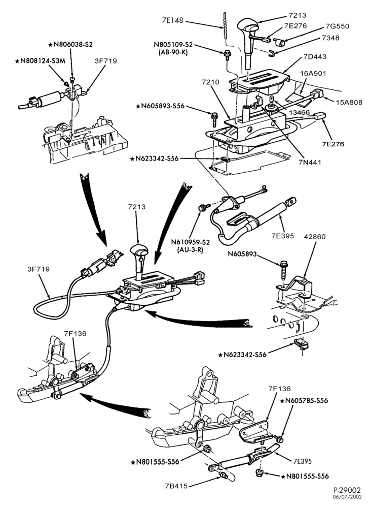 Схема 4R70W TYPE - EXTERNAL PARTS-Shift mechanism - floor or console