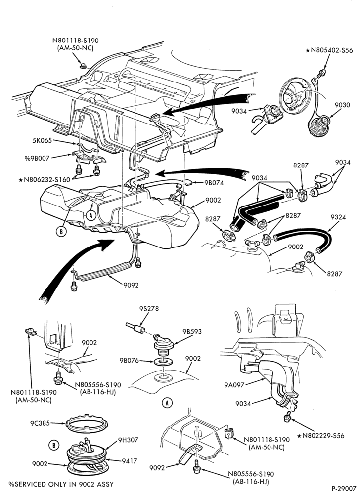 Схема 6 CYL. 3.8L - EXC. S/C-Fuel system - tank installation