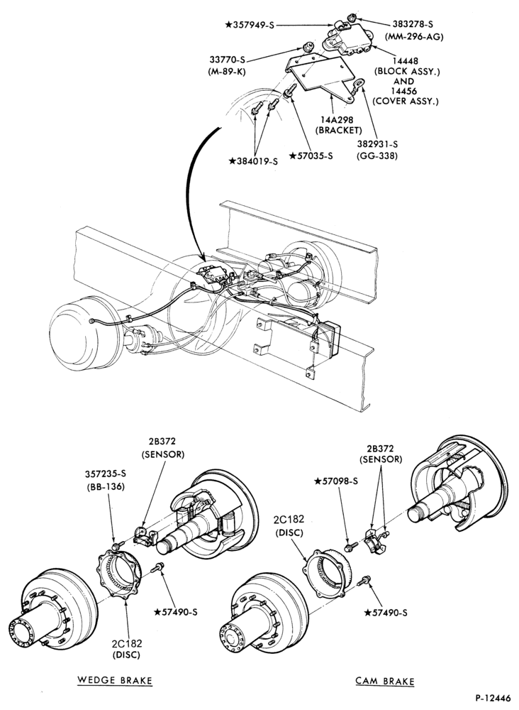 Схема BRAKE SYSTEMS - AIR-Air brake system (brake skid control)-single rear axle sensor-B700