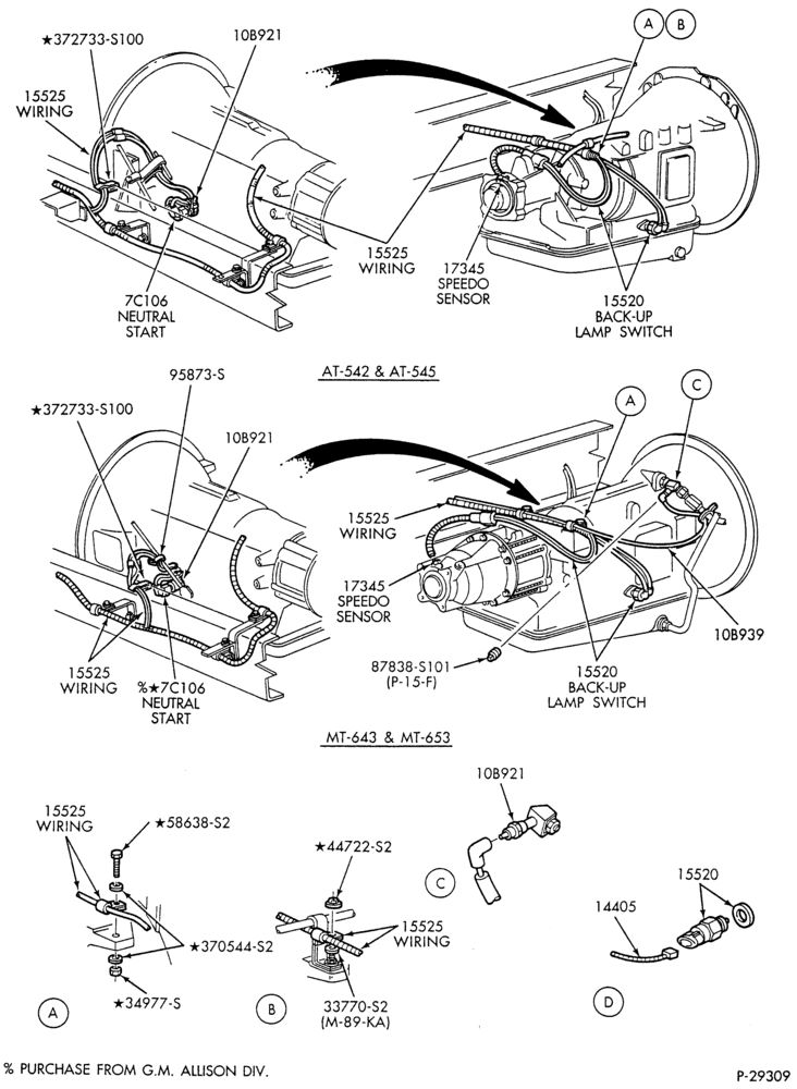 Схема ELECTRICAL SYSTEMS-Back-up lamps, switch, oil temp. switch & wiring - Page A-B600/700
