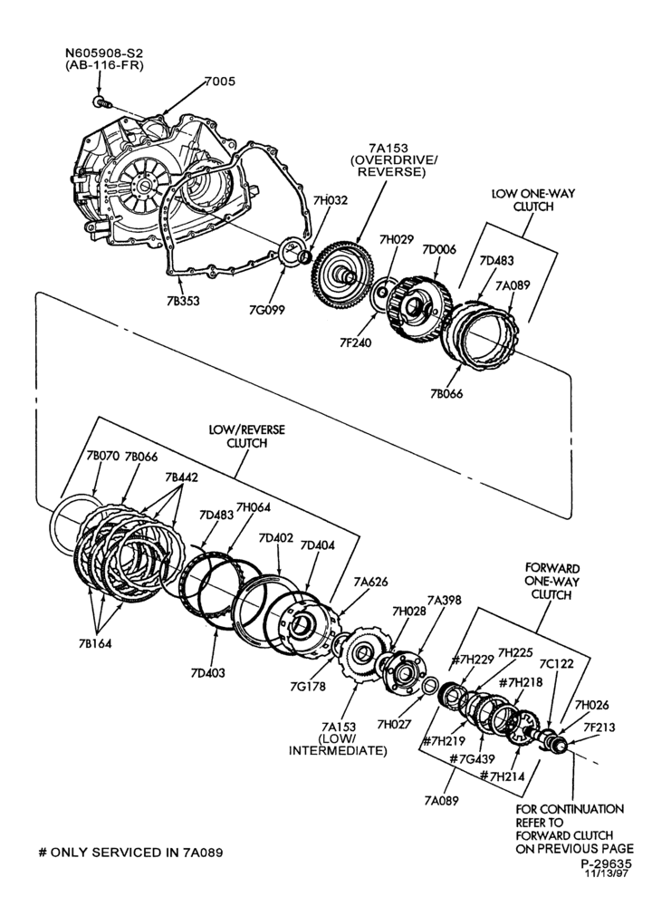 Схема CD4E TYPE - INTERNAL PARTS-CD4E TYPE - housing, forward one-way, low, reverse clutches & gears - Page B