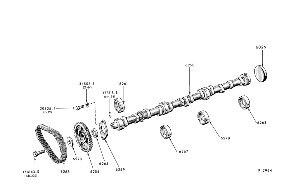 Схема 6 CYL. 3.3L (200 C.I.D.)-Camshaft, gear and bearings