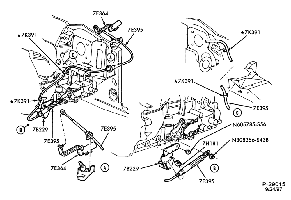 Схема 4R70W TYPE - EXTERNAL PARTS-4R70W TYPE - transmission shift controls