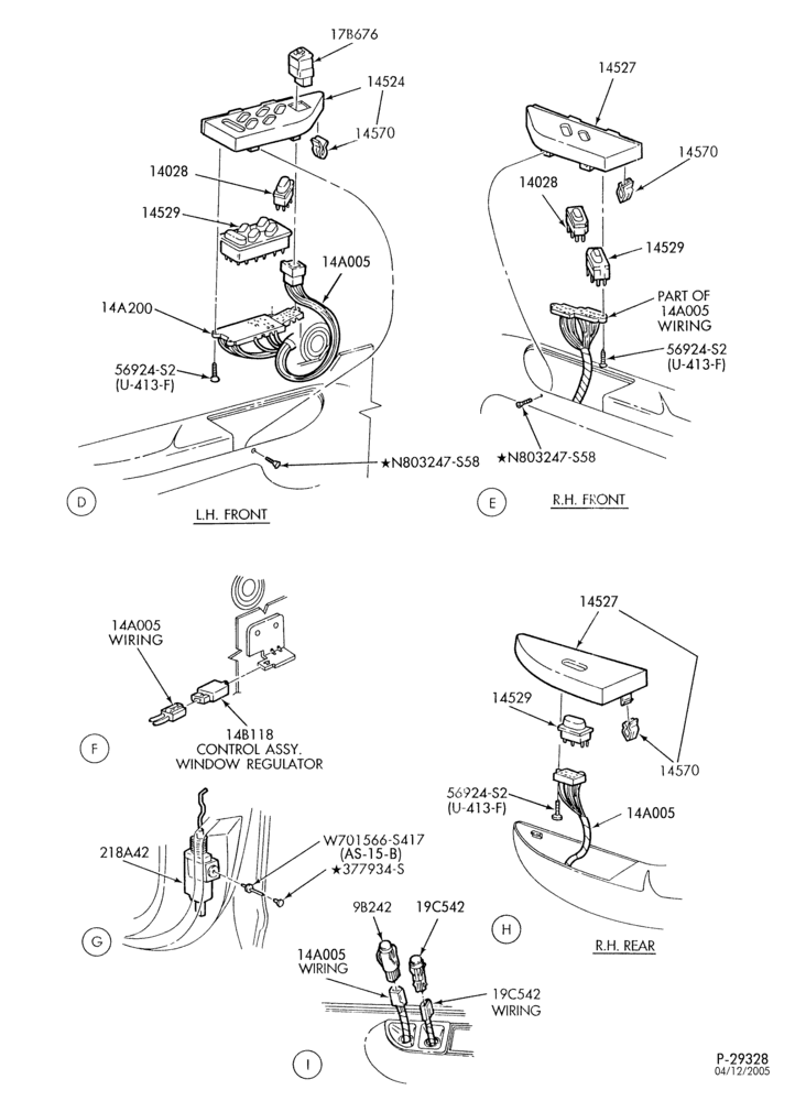 Схема ELECTRICAL SYSTEMS-Power window, door locks controls & wiring - Page B