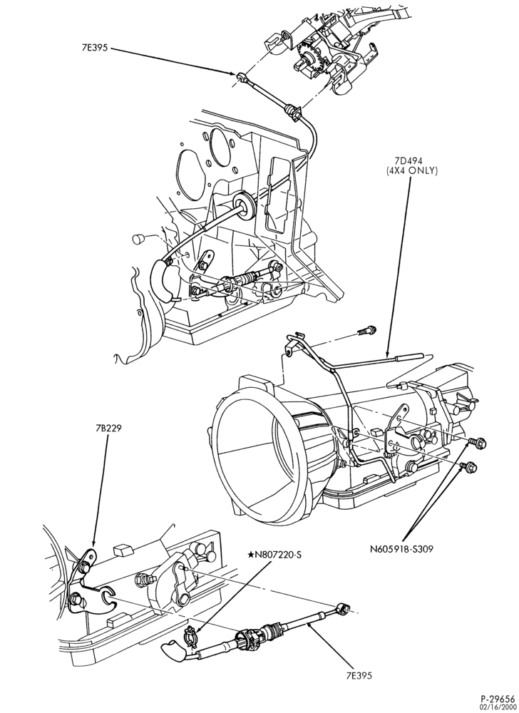 Схема КПП 5R55E — Наружные детали — механизм переключения передач - 6 cyl. 3.0L — B,BN