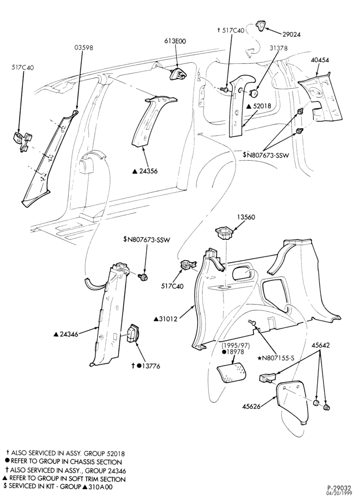 Схема SOFT, INTERIOR TRIM-Interior trim - panel - R.H. rear quarter-TW