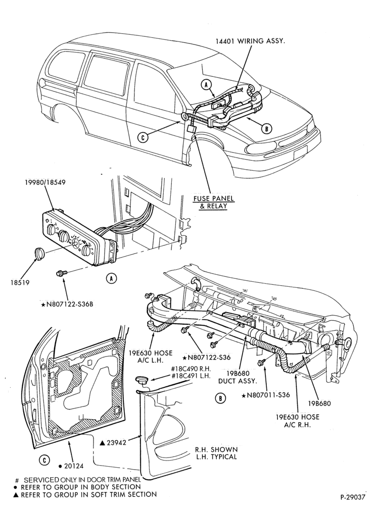 Схема AIR CONDITIONING-Defroster - front door window & related parts-TW