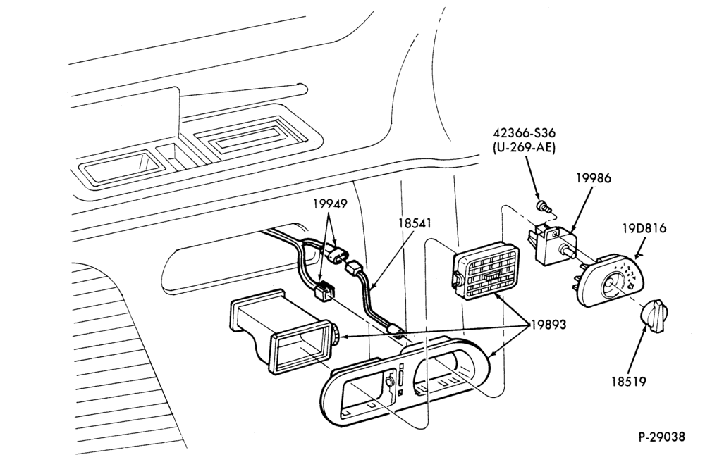 Схема HEATERS-Bezels, controls & ducts - auxiliary - rear-TW