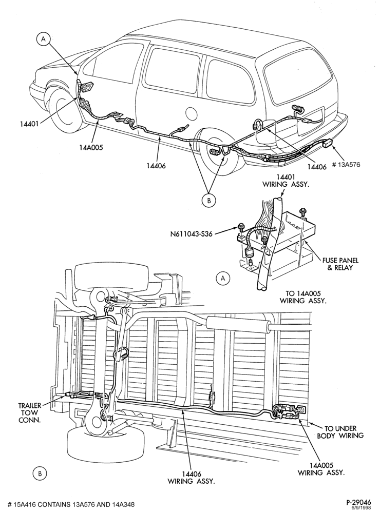 Схема STEERING WHEEL & HORN-Trailer tow relays & wiring-TW