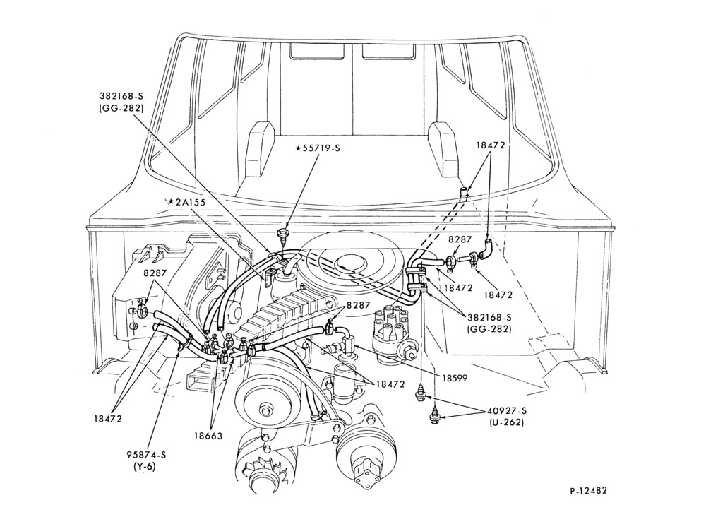 Схема HEATERS-Hoses-auxiliary-8 cyl. w/o auxiliary A/C-All