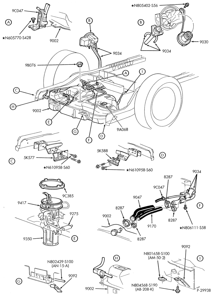 Схема MANIFOLDS, THERMOSTATS & EMISSION PARTS-Fuel system - tank installation
