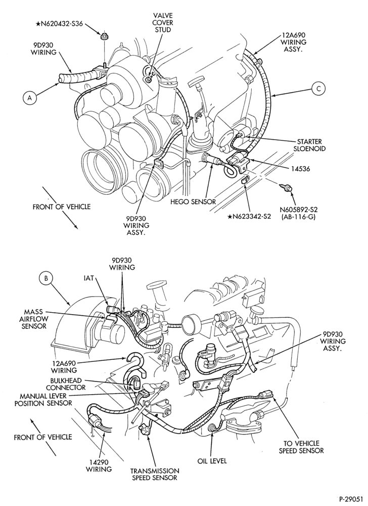 Схема Электрооборудование — Проводка двигателя - 6 cyl. 3.0L — лист A — TW