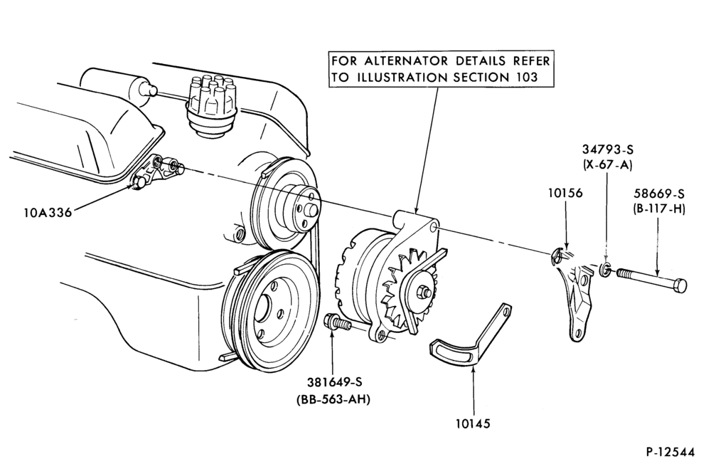 Схема Стартер, IGNITION AND HEADLAMP SWITCHES-Alternator mounting brackets (typical)