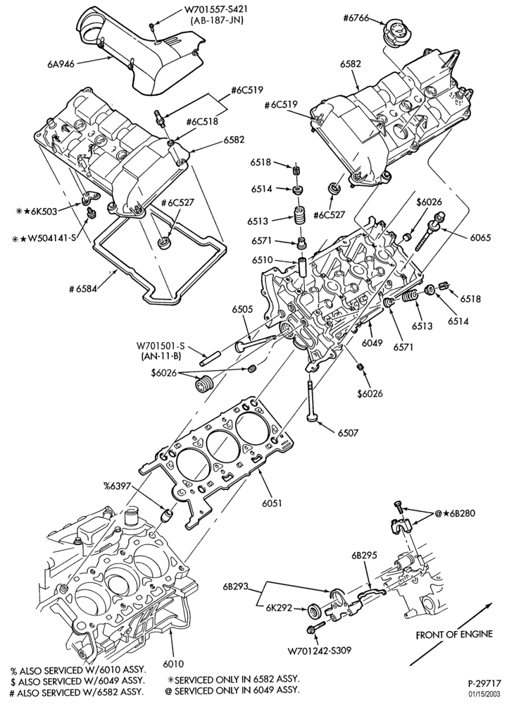 Схема 6 CYL. 2.5L - DOHC-Valves, cover & related parts