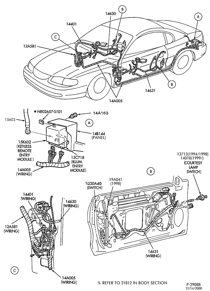 Схема ELECTRICAL SYSTEMS-Keyless entry, and/or illuminated entry